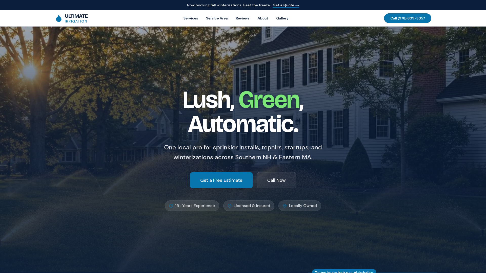 Ultimate Irrigation website designed by Black Widow Studios
